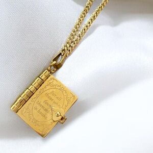18K Gold Plated Book Locket Style Necklace